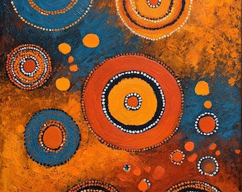 Sacred Fire Dreaming – Bold Aboriginal Dot Art Digital Download by Robin Custance