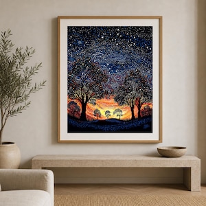 Dreaming Under the Sunset Aboriginal-Inspired Landscape Printable Wall Art image 14