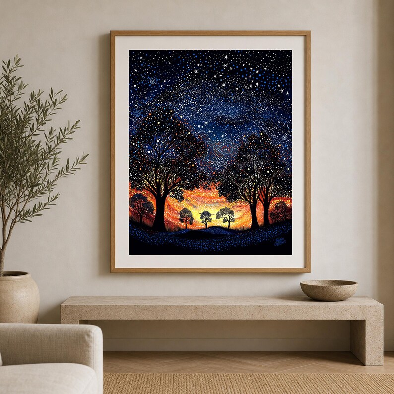 Dreaming Under the Sunset Aboriginal-Inspired Landscape Printable Wall Art image 14