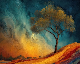 Surreal Starlit Dot Art Dreamscape Cosmic Night Sky Wall Art by Robin Custance