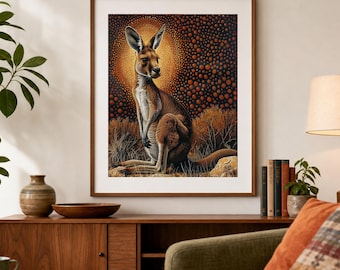 Red Kangaroo Dreaming Aboriginal-Inspired Printable Wall Art