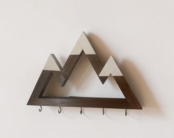 Organizador de llaves rústico de montaña: organizador de entrada de madera recuperada