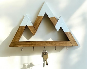 Organizador de llaves rústico de montaña: organizador de entrada de madera recuperada