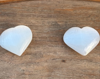 Selenite heart, semi-precious stone