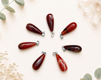 Pendentif en cornaline pierre naturelle semi précieuse et argent