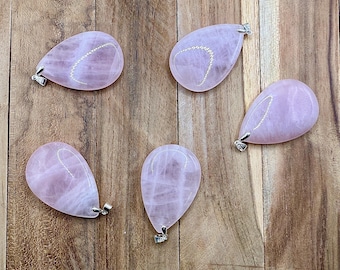 Pendentif Quartz Rose Naturel Forme Goutte | Brésil La Pierre Fr