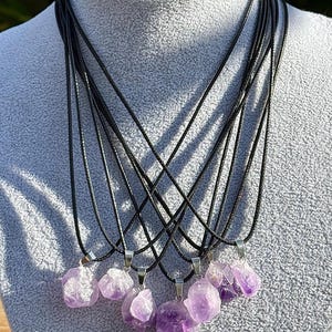 Raw amethyst pendant necklace natural stone