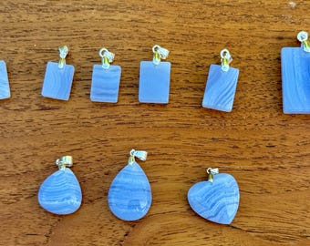 Pendentif En Agate Bleue Goutte 25 Mm - Pierre Semi-précieuse - Neuf