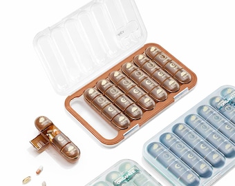Pastillero diario y semanal de 7 días, pastillero de viaje con compartimentos, caja para guardar vitaminas, pastillero portátil para uso doméstico y de viaje.