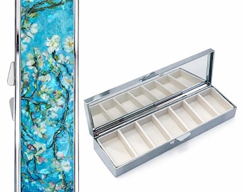 Vincent van Gogh Post-Impressionist Art 7 Day Pill Box, Portable Weekly Medicine Organizer, Travel Vitamin Holder,Artistic Trinket Case Gift