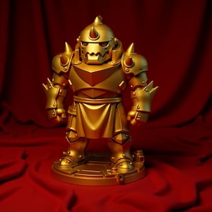 Alphonse Elric Fullmetal Alchemist STL File Chibi 3D Print Anime Figure Armored Suit Manga Fan Art Digital Collectible Statue Model