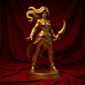 Dark Elf Female Warrior STL Miniature – DnD Rogue Assassin Heroine for 3D Printing, Fantasy RPG Tabletop or Resin Painting Figure