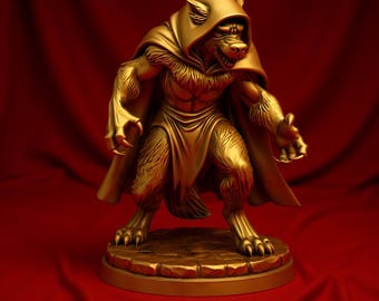Hooded Werewolf STL Miniature: Fantasy RPG Resin 3D Print File (Digital Download