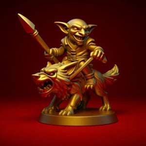Goblin Wolf Rider Miniature: Resin 3D Printing STL File for DnD