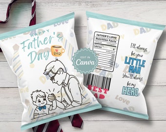 Father's Day Chip Bag Template, Father's Day Printable Party Favors ...