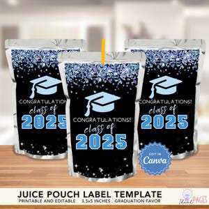 Juice Pouch Label, Juice Wrapper, Capri Sun Label, Capri Sun Favor, Graduation Party Printables, Graduation Party Favors, School Party Favor