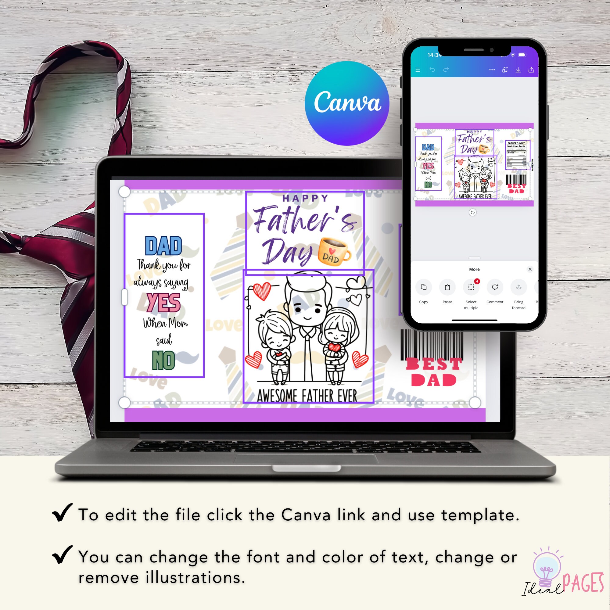 Father's Day Chip Bag Template, Father's Day Printable Party Favors ...