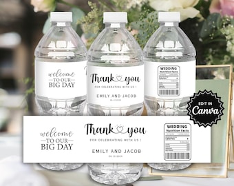Pegatinas para botellas de agua de boda, etiquetas para botellas de agua de boda, etiquetas para botellas de agua de boda, envoltorios para botellas de agua, regalos de boda
