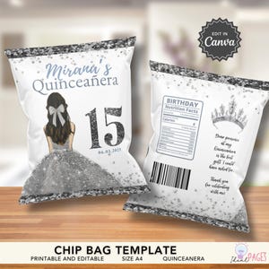 Quinceanera Gastgeschenke, Quinceanera Gastgeschenke, Quinceanera Gastgeschenke, Sweet 15 Gastgeschenk, 15 Geburtstag, Chipsbeutel, Chipbeutel Geburtstag