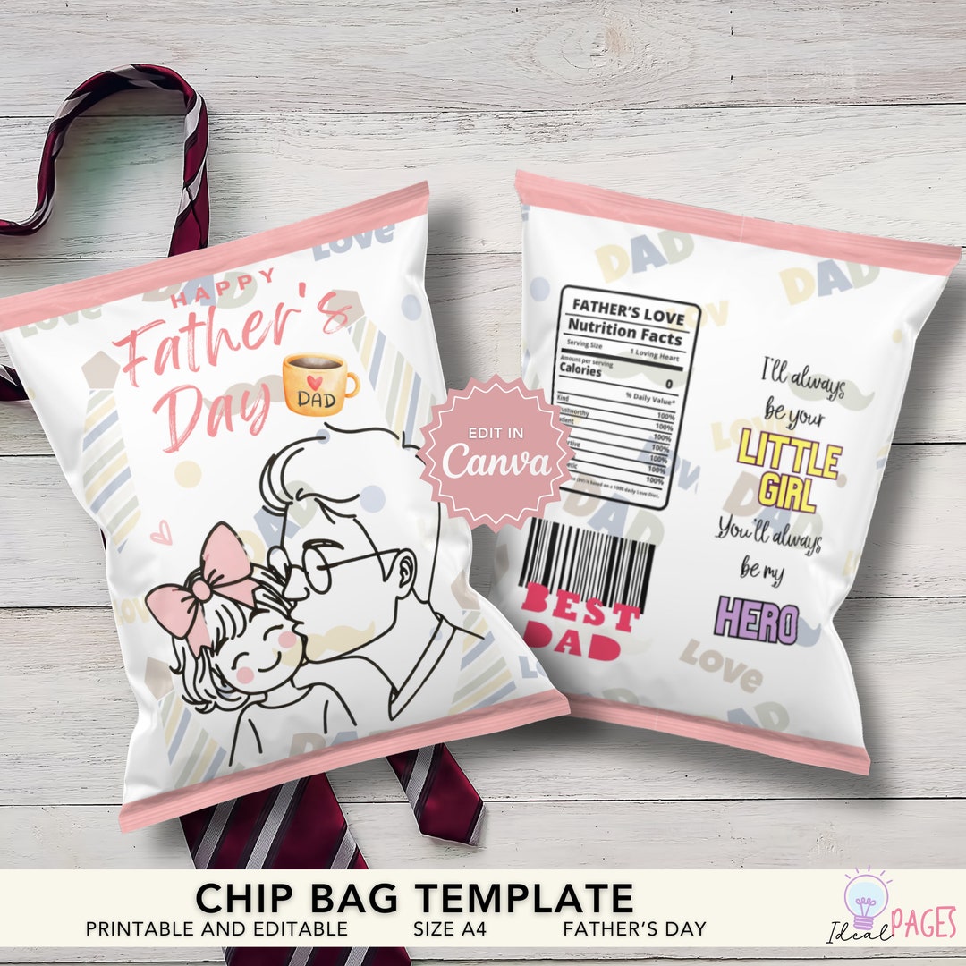 Father's Day Chip Bag Template Gift Bags for Husband Father's Day ...