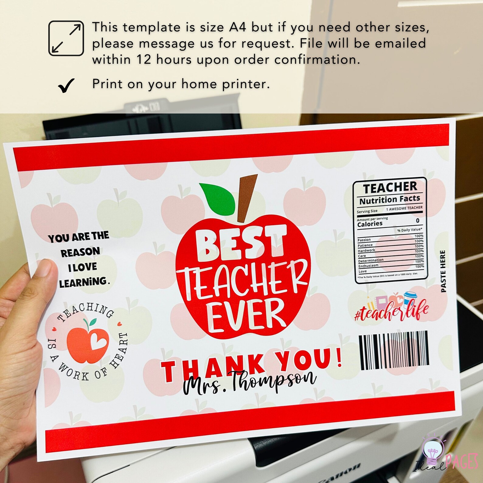 Teacher Appreciation Chip Bag Template DIY Party Favor Printable Back ...