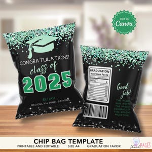Graduation Chip Bags 2025, Graduation Party Favors, Graduation Treat Bags, Graduation Favor Bag, Chip Bag Labels, Chip Bag Wrapper Printable