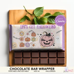 Halloween Party Favors, Halloween Party Favors for Kids, Trick or Treat Chocolate Bar Wrap, Chocolate Wrapper Template, Chocolate Bar Label