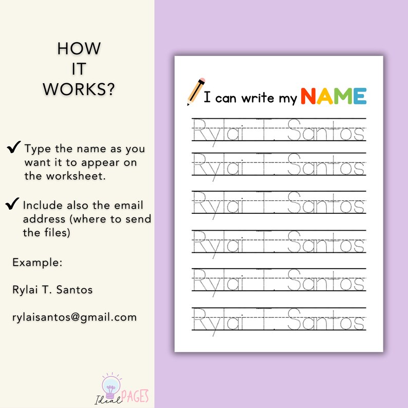 Custom Name Tracing, Printable Tracing Worksheet Set, Preschool ...