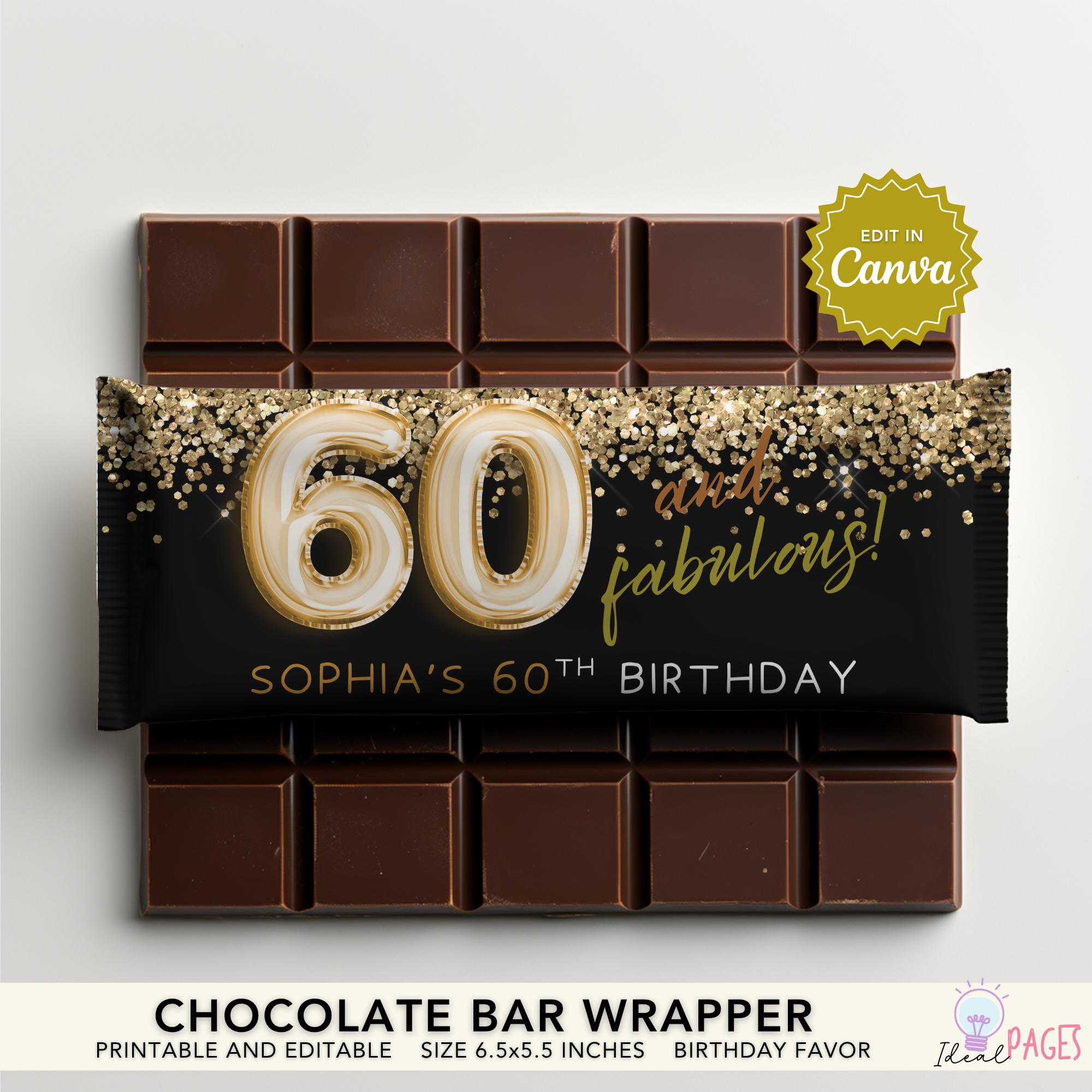 60 and Fabulous Gold 60th Birthday Party Favor, Adult Birthday