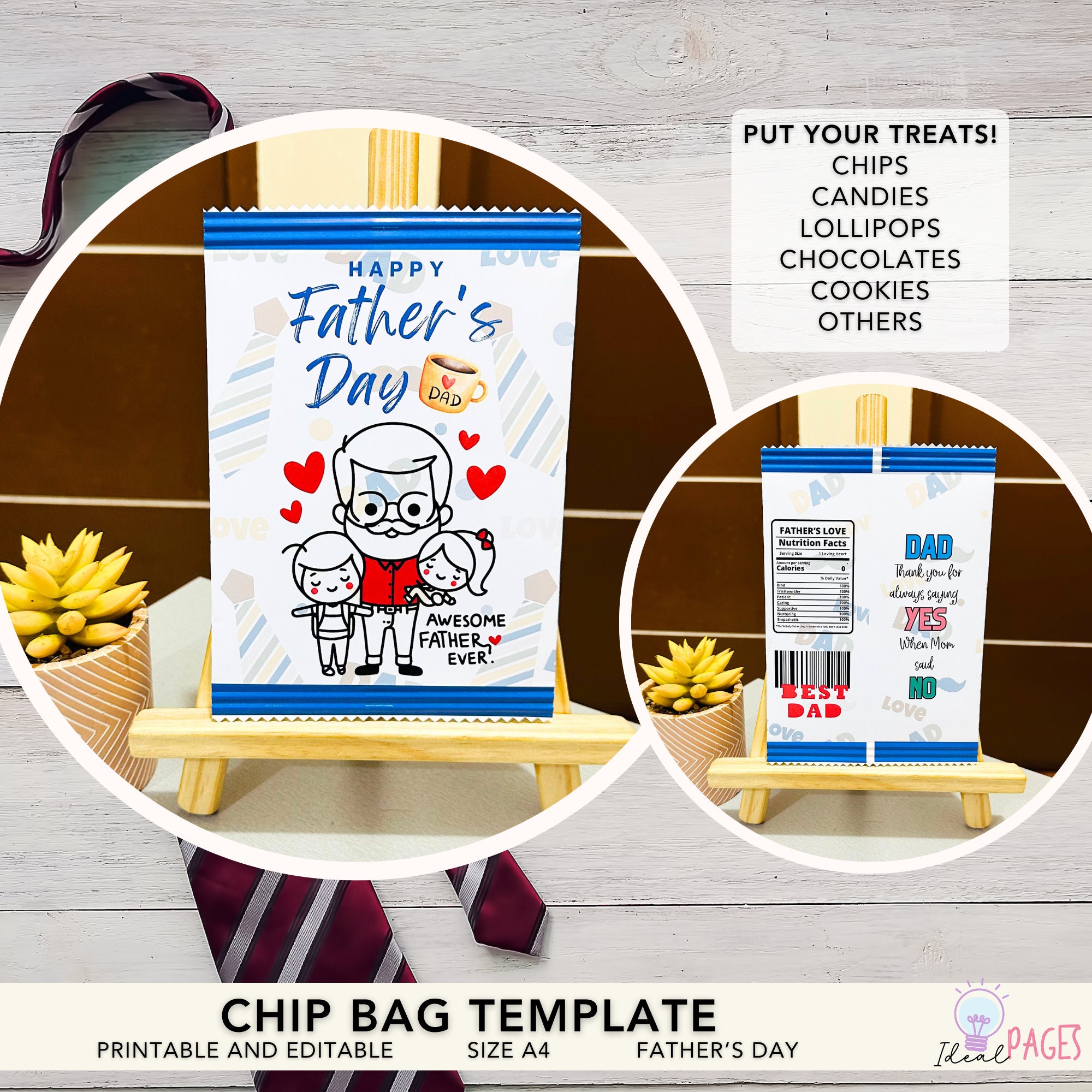 Father's Day Chip Bag Template, Father's Day Printable Party Favors ...