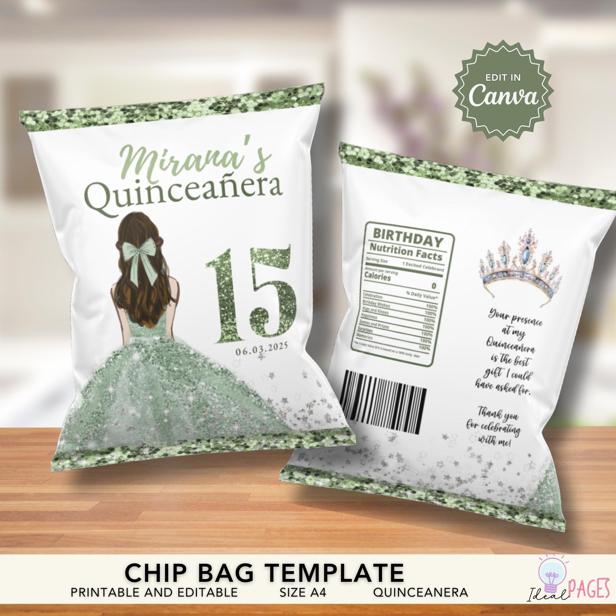 Quinceanera Geschenktüten – 25 Stück, Lila, Mit Griff & Schleife