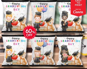 Zakje 6 afstudeerchips, afstudeertraktaties, zakjes afstudeerbedankjes, afstudeerbedankje, afstudeerfeestbedankje, cadeauzakje voor kinderen, sjabloon zakje