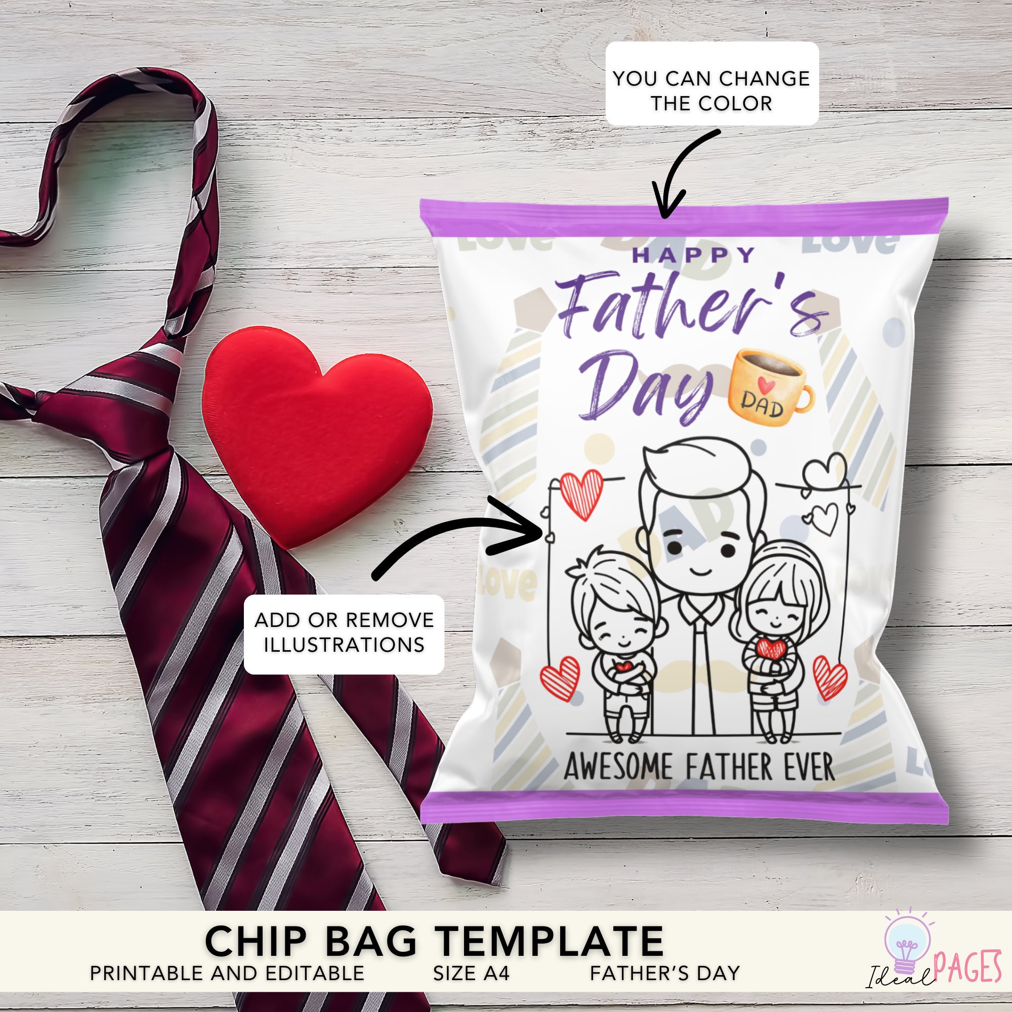 Fathers Day Chip Bag Template Father's Day Printable Party Favors Gift ...