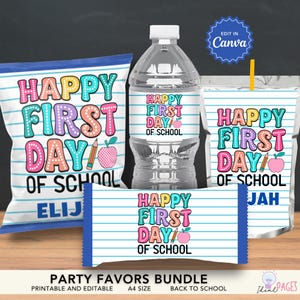 Welcome Back to School Favors, First Day of School Gift, Chip Bag Party Favor, Water Bottle Label, Juice Pouch Label, Chocolate Bar Wrapper