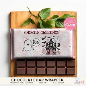 Halloween Party Favors, Halloween Party Favors for Kids, Trick or Treat Chocolate Bar Wrap, Chocolate Wrapper Template, Chocolate Bar Label