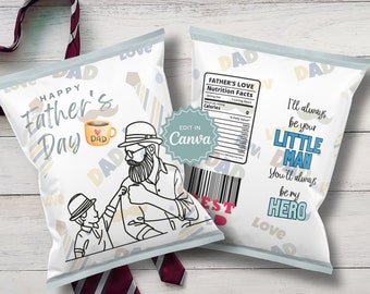 Father's Day Chip Bag Template, Father's Day Printable Party Favors ...