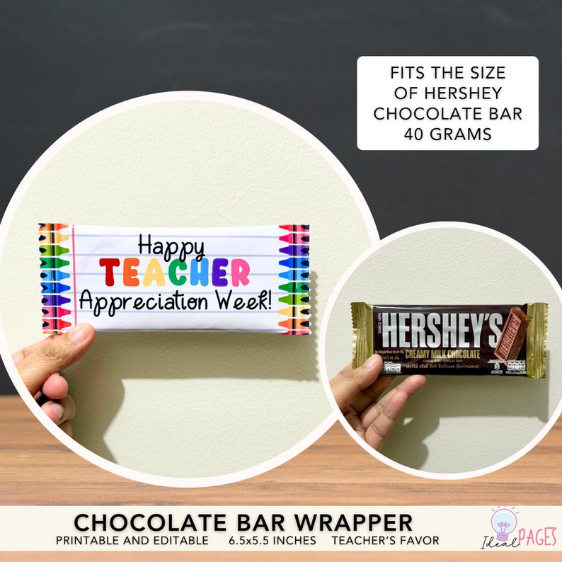 Best Teacher Appreciation Gift Chocolate Bar Wrapper, Candy Bar Label ...