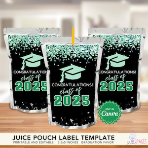 Juice Pouch Label, Juice Wrapper, Capri Sun Label, Capri Sun Favor, Graduation Party Printables, Graduation Party Favors, School Party Favor