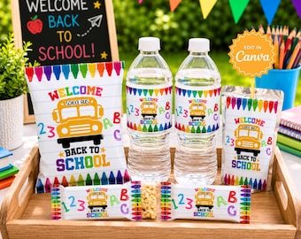 Welcome Back to School Favors, First Day of School Gift, Chip Bag Party Favor, Water Bottle Label, Juice Pouch Label, Chocolate Bar Wrapper