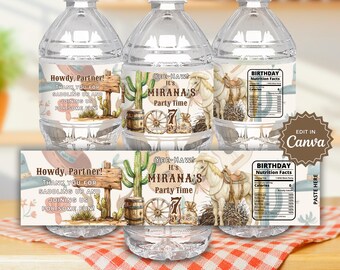 Bomboniere per feste di compleanno a tema cowboy, festa del rodeo, etichetta per bottiglia d'acqua in stile western, adesivo per bottiglia d'acqua, involucro per bottiglia d'acqua, bomboniere per feste per bambini