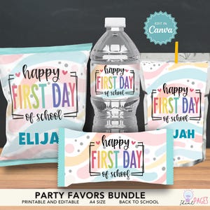 Welcome Back to School Favors, First Day of School Gift, Chip Bag Party Favor, Water Bottle Label, Juice Pouch Label, Chocolate Bar Wrapper