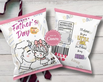 Father's Day Chip Bag Template, Father's Day Printable Party Favors ...