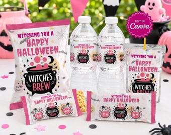 Halloween Party Favors, Trick or Treat, Rice Crispy Treats, Chip Bag Favor, Water Bottle Label, Juice Pouch Label, Chocolate Bar Wrapper