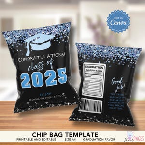Graduation Chip Bags 2025, Graduation Party Favors, Graduation Treat Bags, Graduation Favor Bag, Chip Bag Labels, Chip Bag Wrapper Printable