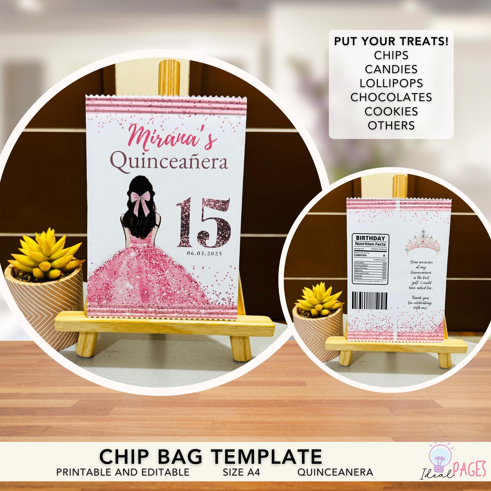 Quinceanera Geschenktüten – 25 Stück, Lila, Mit Griff & Schleife
