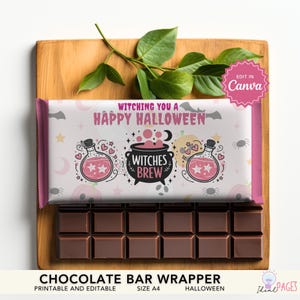 Halloween Party Favors, Halloween Party Favors for Kids, Trick or Treat Chocolate Bar Wrap, Chocolate Wrapper Template, Chocolate Bar Label