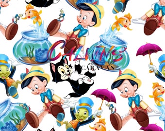 Patrón de Pinocho y Pepito Grillo (PNG digital)