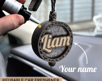 Désodorisant pour voiture avec prénom personnalisé - Diffuseur en bois personnalisé avec nom gravé - Cadeau unique pour lui, elle, conducteur, anniversaire, homme, femme