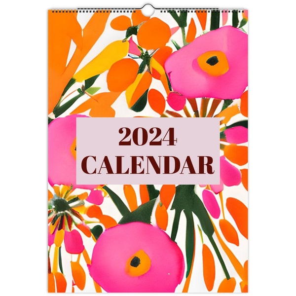 Month calendar 2024, floral design.