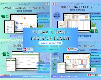 Small Business Bundle Bookkeeping Order Tracker Inventory Tracker Product Handmade Smart Calendar Pricing Calculator | Excel & Google Sheet